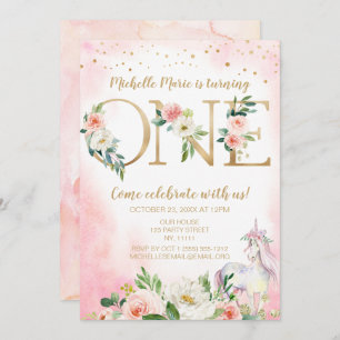 Invitation Premier anniversaire de la floraison de l'or rose
