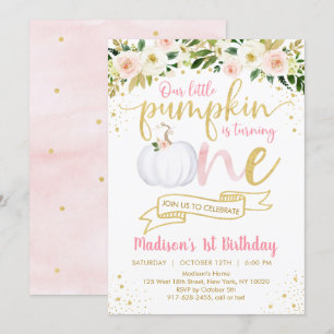 Invitation Premier anniversaire de la petite floraison rose C