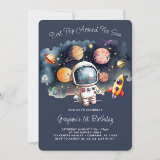 Invitation Premier anniversaire de la planète et de la fusée