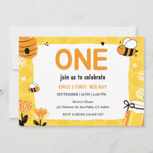 Invitation Premier anniversaire de la première abeille à miel