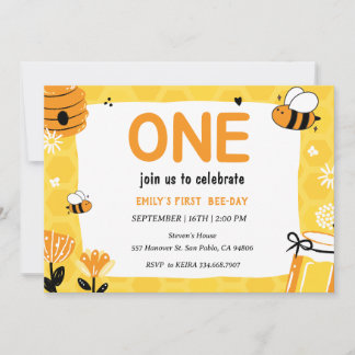 Invitation Premier anniversaire de la première abeille à miel