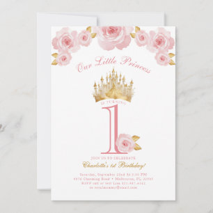 Invitation Premier anniversaire de la princesse Fairytale ros