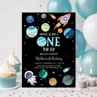 Invitation Premier anniversaire de l'astronaute bleu