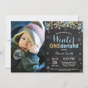 Invitation Premier anniversaire de l'enfant Onederland bleu e