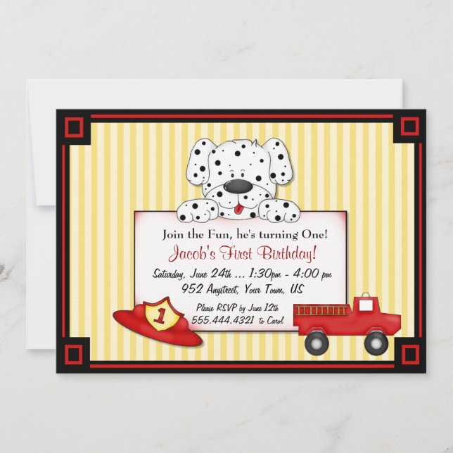 Invitation Premier anniversaire de Little Fireman (Devant)