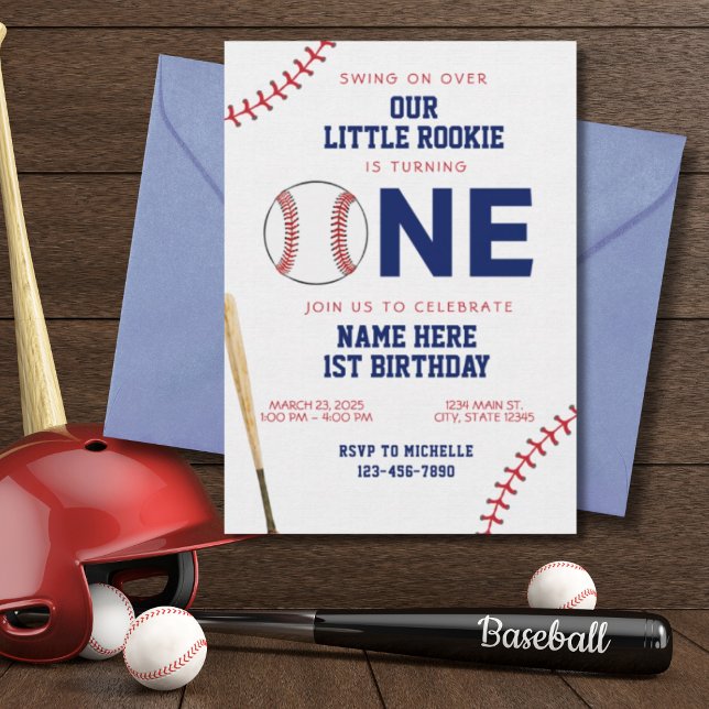 Invitation Premier anniversaire de Little Rookie Baseball (Créateur téléchargé)
