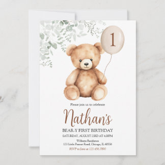 Invitation Premier anniversaire de l'ours