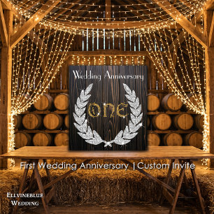 Invitation Premier anniversaire de mariage Bois rustique et