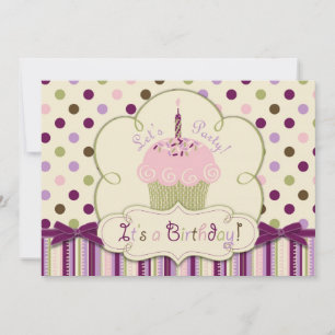 Invitation Premier anniversaire de Mulberry Dot Cupcake