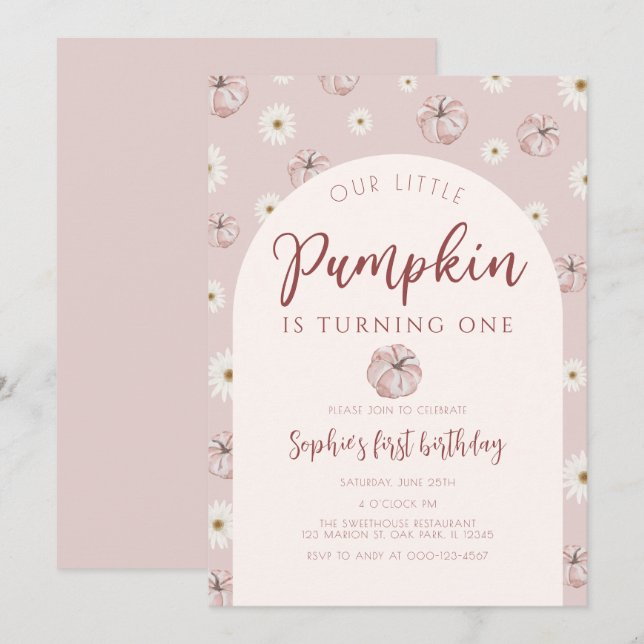 Invitation Premier anniversaire de notre petit Citrouille (Devant / Derrière)