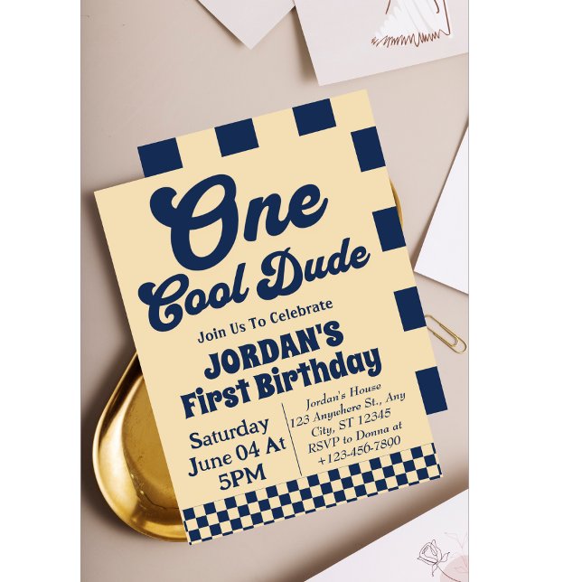 Invitation Premier anniversaire de One Cool Dude  (Créateur téléchargé)