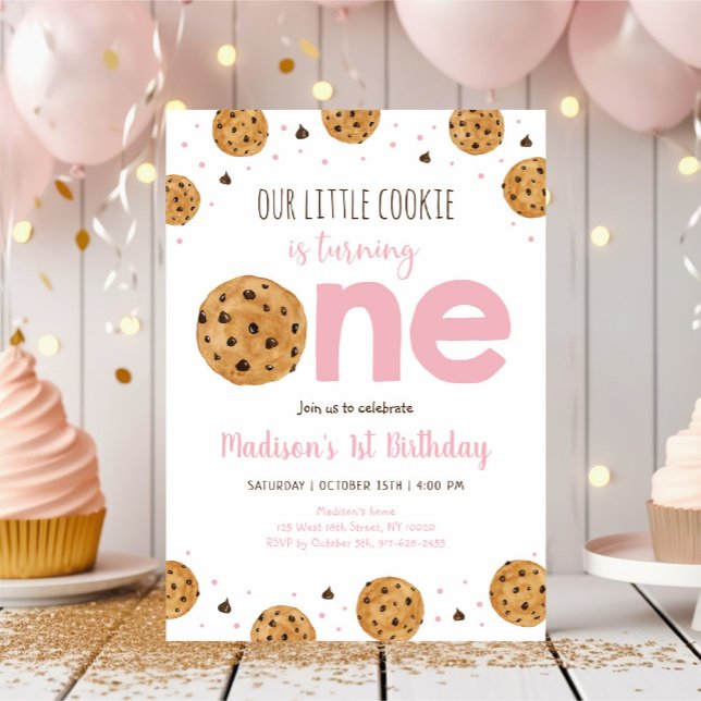 Invitation Premier anniversaire de Pink Little Cookie (Créateur téléchargé)