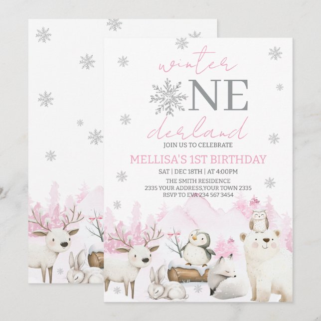 Invitation Premier anniversaire de Winter ONEderland (Devant / Derrière)