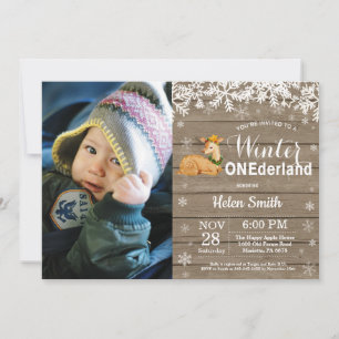 Invitation Premier Anniversaire de Winter Onederland Cerf Rus