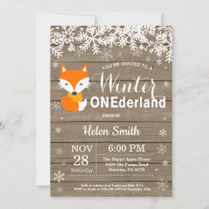 Invitation Premier anniversaire de Winter Onederland Renard r