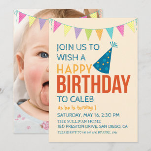 Invitation Premier anniversaire du bébé mignonne Photo d'anni