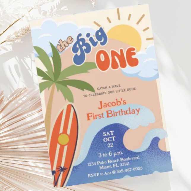 Invitation Premier anniversaire du Big One Rust Retro Surfing (Créateur téléchargé)