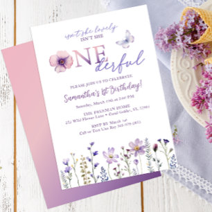 Invitation Premier anniversaire du Fleur sauvage pourpre