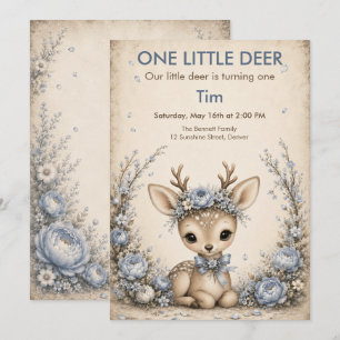 Invitation Premier Anniversaire d'un Petit Cerf - Animal de L
