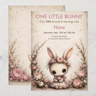 Invitation Premier Anniversaire d'un Petit Lapin - Animal de 