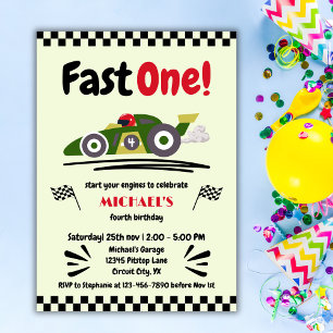 Invitation Premier anniversaire Fast One Green Race Car