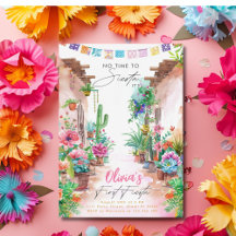 Premier anniversaire Fiesta Cactus Watercolor Girl