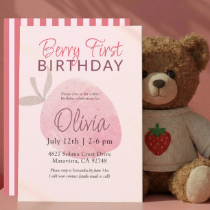 Invitation Premier Anniversaire Fille aux Baies Fantaisistes