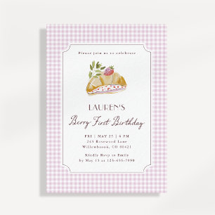 Invitation Premier Anniversaire Fruité Rose Gingha