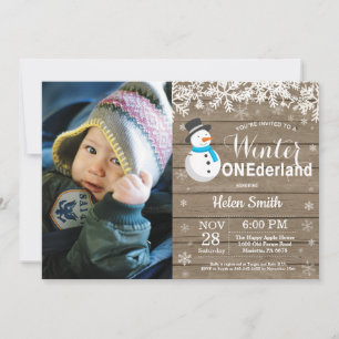 Invitation Premier Anniversaire Garçon Onederland Hiver Bonho