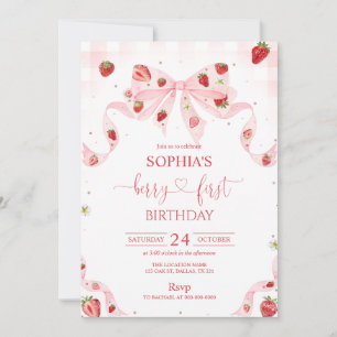 Invitation Premier anniversaire Gingham Berry 1er anniversair