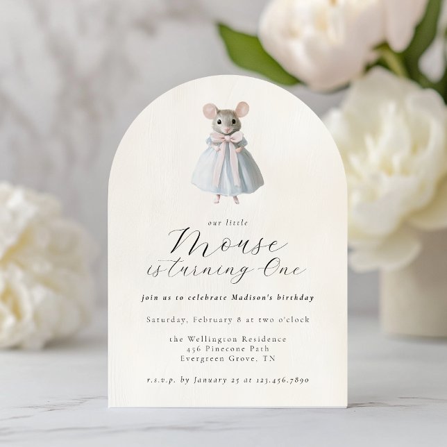 Invitation Premier Anniversaire Mouse Whimsical Victorian Ann (Créateur téléchargé)