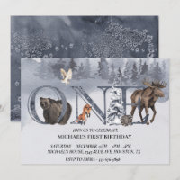 Premier Anniversaire Ours Forêt Hivernale Aquarell