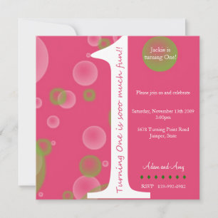 Invitation Premier anniversaire rose #1