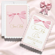 Premier Anniversaire rose Aquarelle Bow Cute