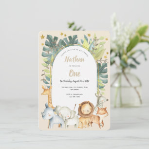 Invitation Premier anniversaire Safari jungle animaux