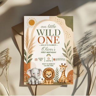 Invitation Premier Anniversaire Safari Wild One