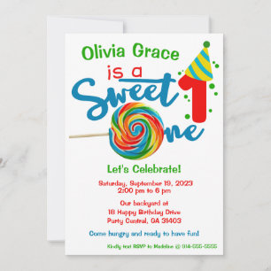 Invitation Premier Anniversaire Sweet One Theme Party Invitat