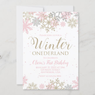 Invitation Premier anniversaire Winter Onederland flocon de n