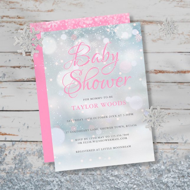 Invitation Premier Baby shower de flocons de neige / Saupoudr (Créateur téléchargé)