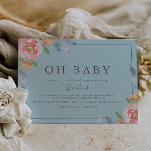 Invitation Premier Baby shower Floral Floral Horizontal Oh Ba