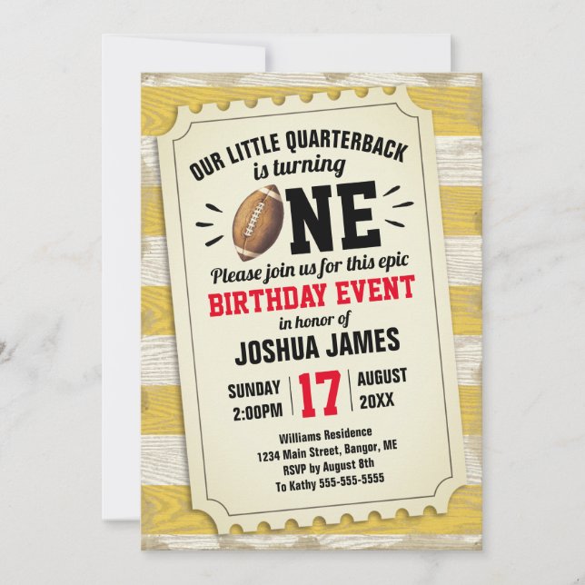 Invitation Premier billet de football sportif d'anniversaire  (Devant)