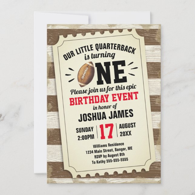 Invitation Premier billet de football sportif Rustic Brown (Devant)