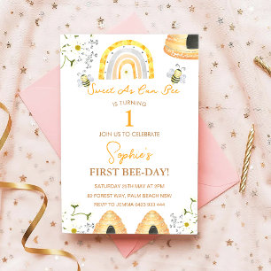 Invitation Premier Jour d'Abeille sucré comme peut être Anniv