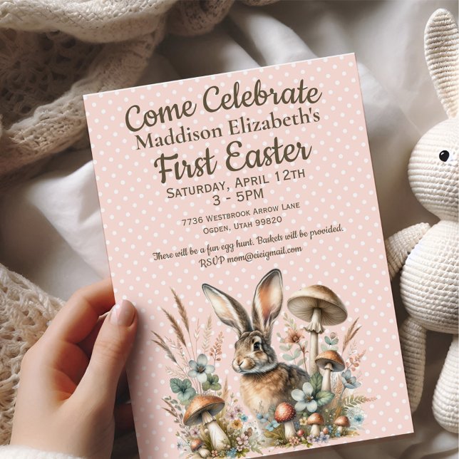 Invitation Premier Lapin de Pâques (Celebrate the joy of a first Easter with our adorable Jack Rabbit collection.)