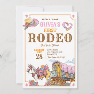 Invitation Premier Rodéo 1er Anniversaire Cowgirl Bohème Rétr