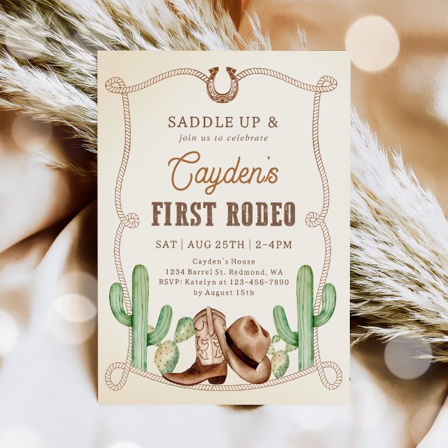 Invitation Premier Rodéo 1er Anniversaire Western Cowboy (Créateur téléchargé)