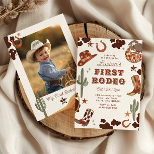 Invitation Premier rodéo 1er anniversaire Western cowboy phot