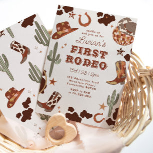 Invitation Premier rodéo 1er anniversaire Wild West cowboy