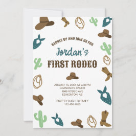 Invitation Premier Rodéo Anniversaire 1er Cowboy Cute Western