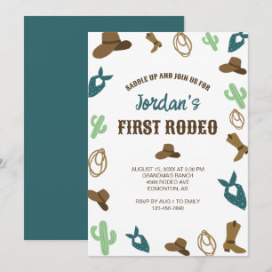 Invitation Premier Rodéo Anniversaire 1er Cowboy Cute Western